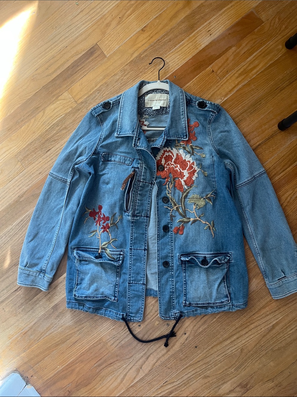 Pilcro and the Letterpress by Anthropologie Floral Embroidered Denim Jacket